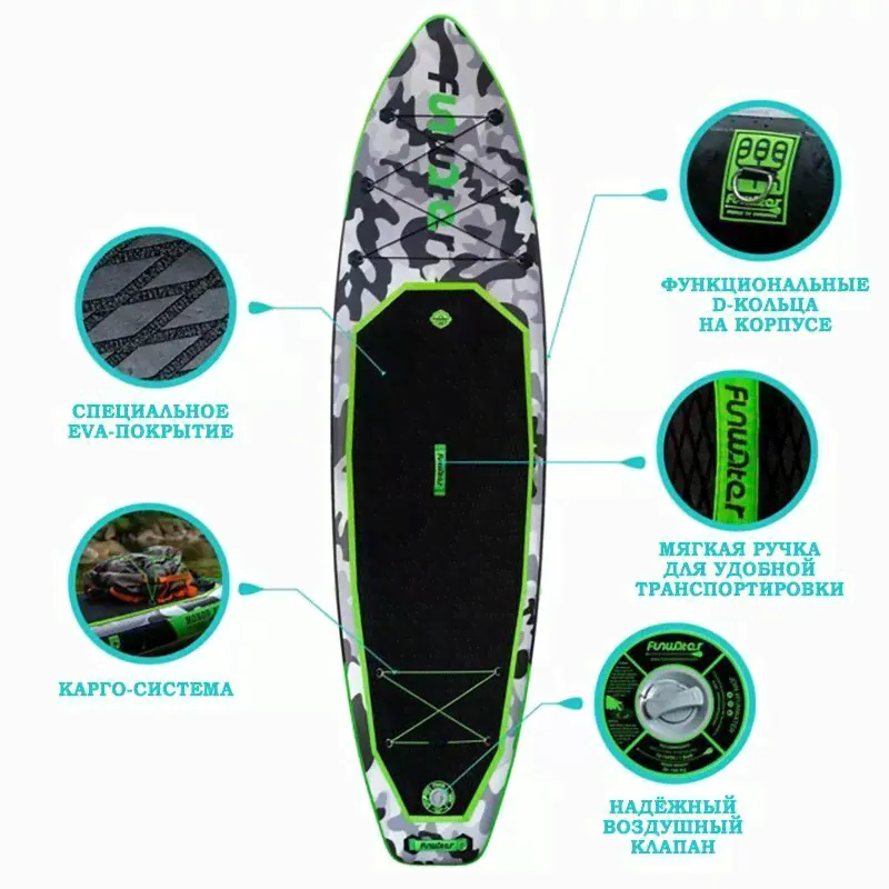 SUP board с сиденьем FunWater Honor 11' Green-3